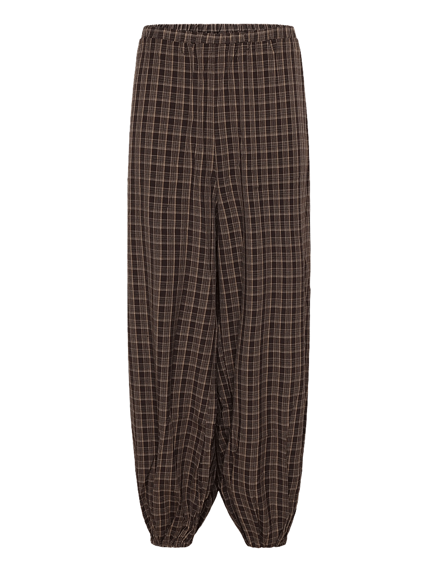 ONLY Carmakoma - CARYUNA BALLOON CHECK PANT PNT VP - hosen mit geradem bein - chocolate torte - 1