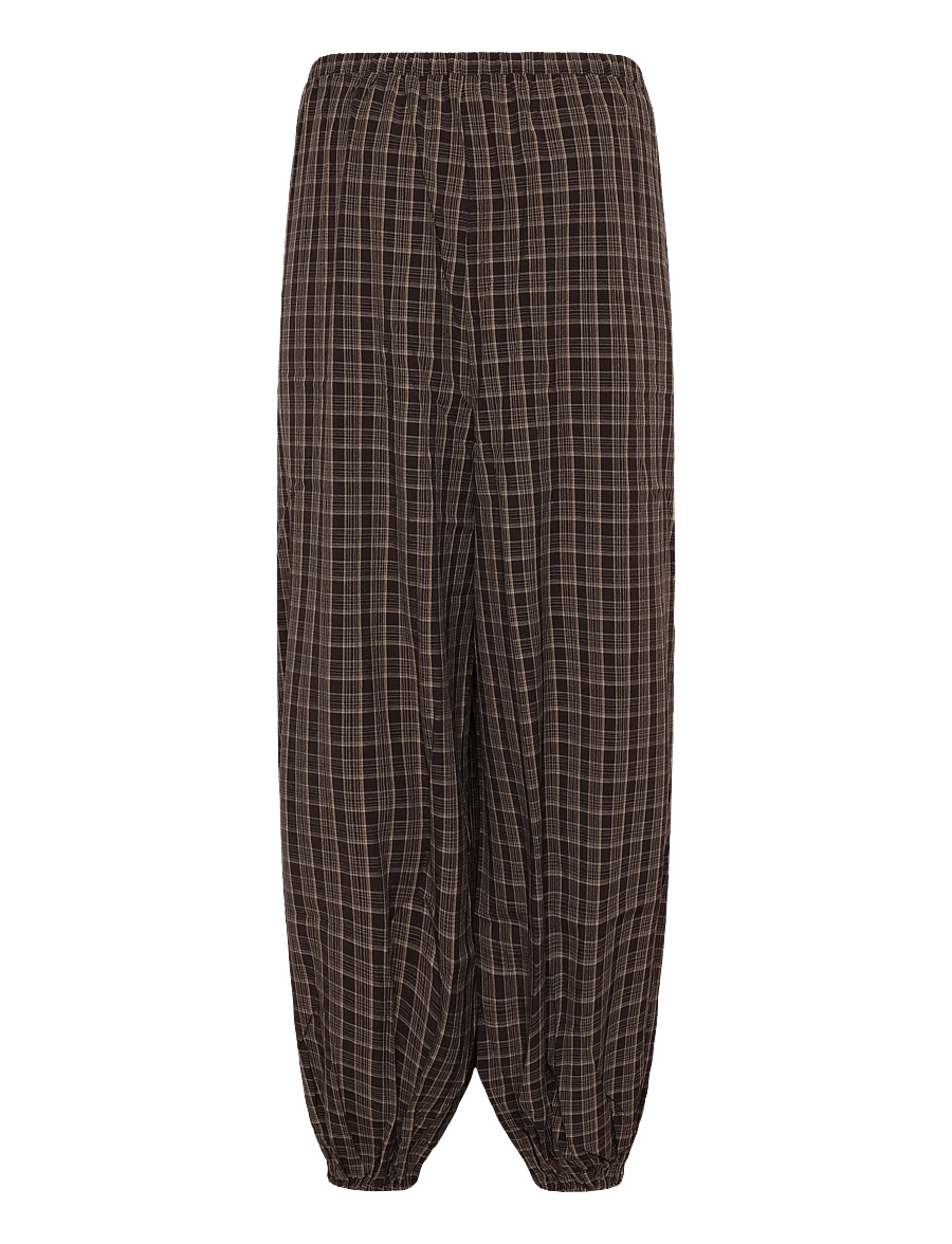 ONLY Carmakoma - CARYUNA BALLOON CHECK PANT PNT VP - hosen mit geradem bein - chocolate torte - 2