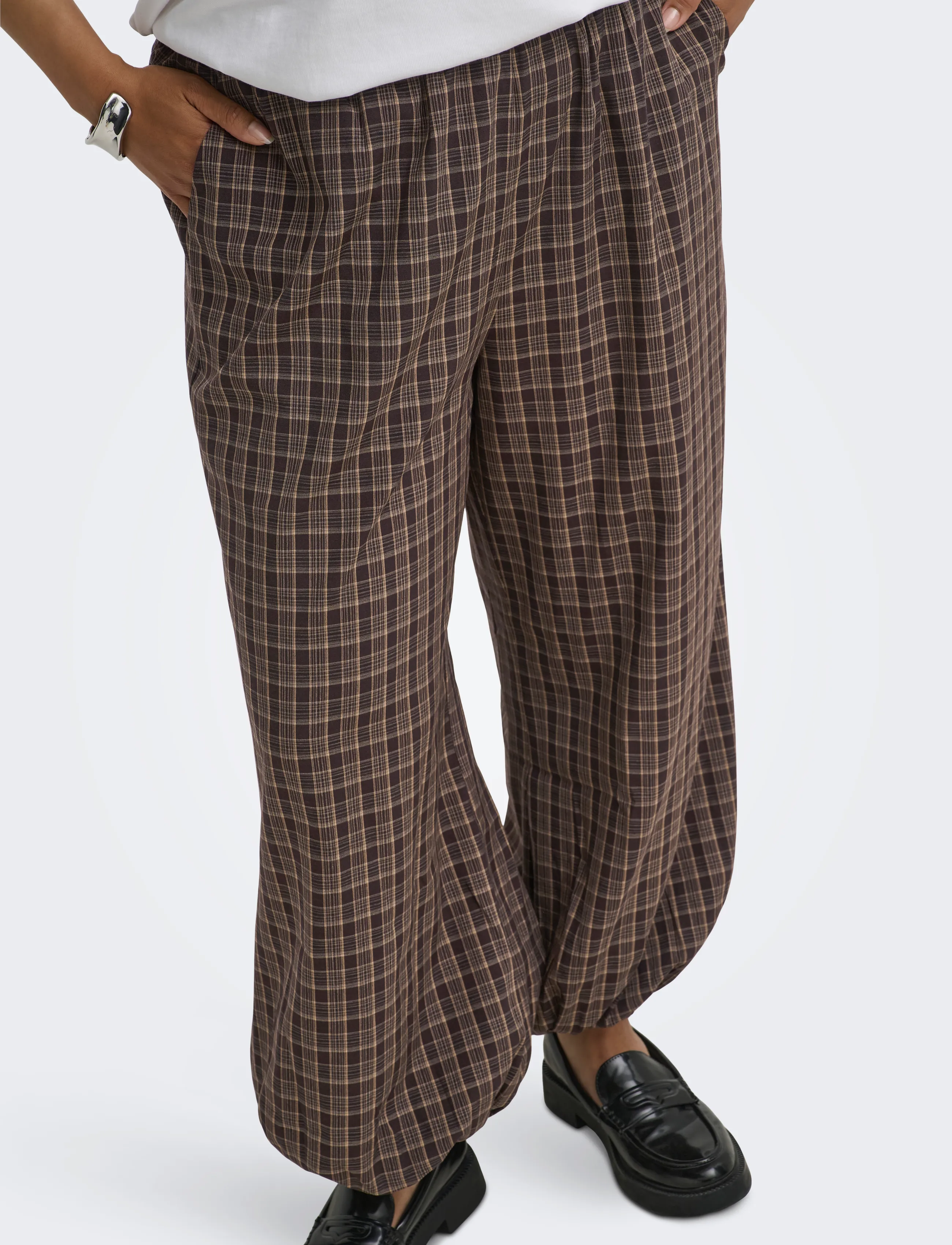 ONLY Carmakoma Caryuna Balloon Check Pant Pnt Vp byxor dam – bild 6