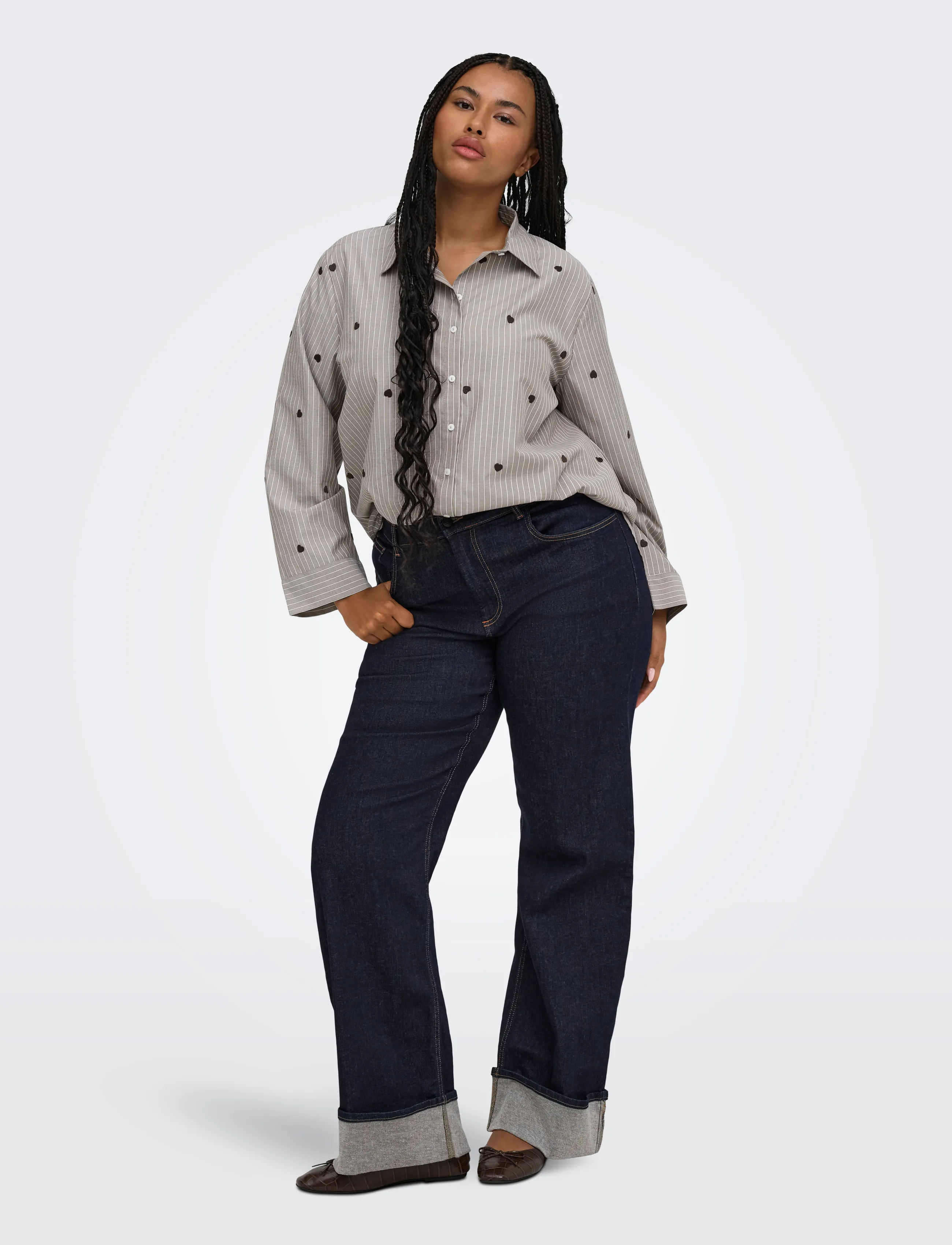 ONLY Carmakoma - CARNEW LINA GRACE STR EMB SHIRT WVN NOOS - coffee bean - 4