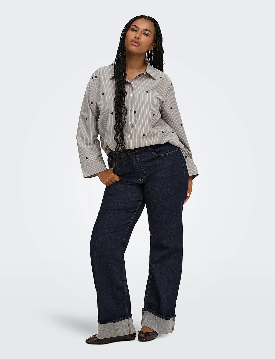ONLY Carmakoma - CARNEW LINA GRACE STR EMB SHIRT WVN NOOS - coffee bean - 4