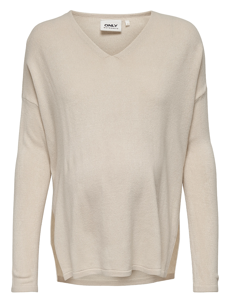Only Maternity - OLMAMALIA L/S V-NECK PULLOVER KNT NOOS - oberteile - pumice stone - 1