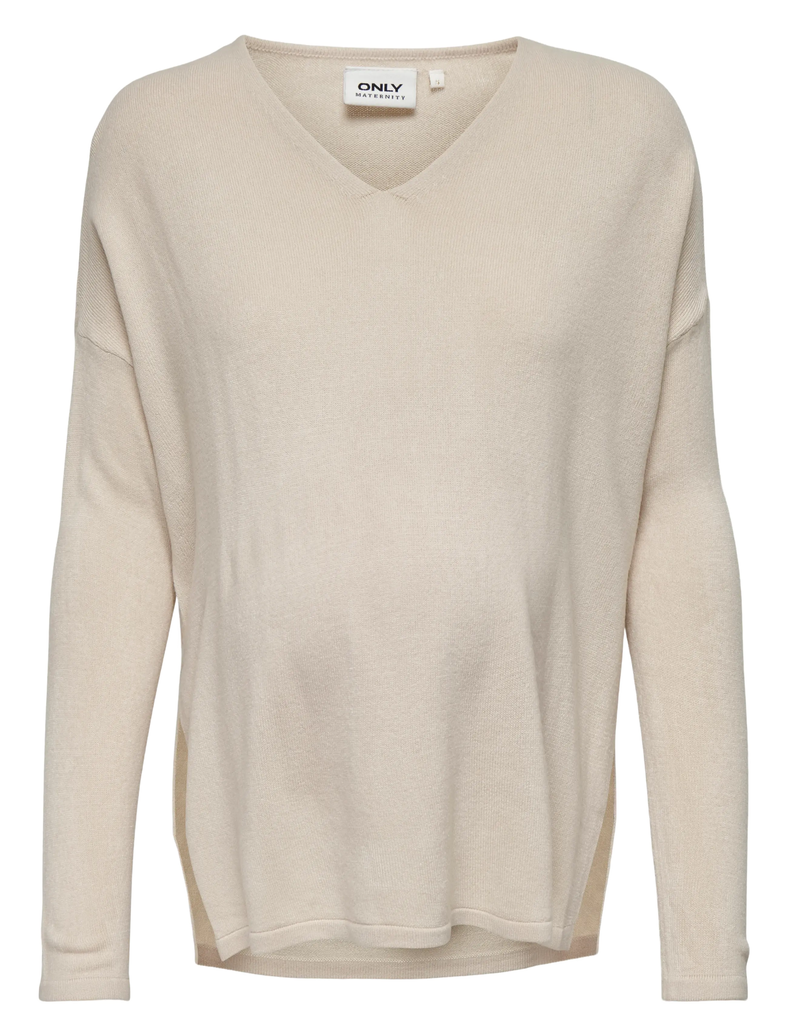 Only Maternity OLMAMALIA L/S V-NECK PULLOVER KNT NOOS - Kudumid - PUMICE STONE / cream