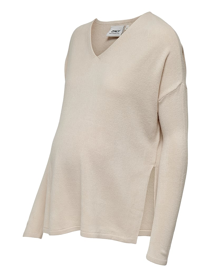 Only Maternity - OLMAMALIA L/S V-NECK PULLOVER KNT NOOS - oberteile - pumice stone - 4