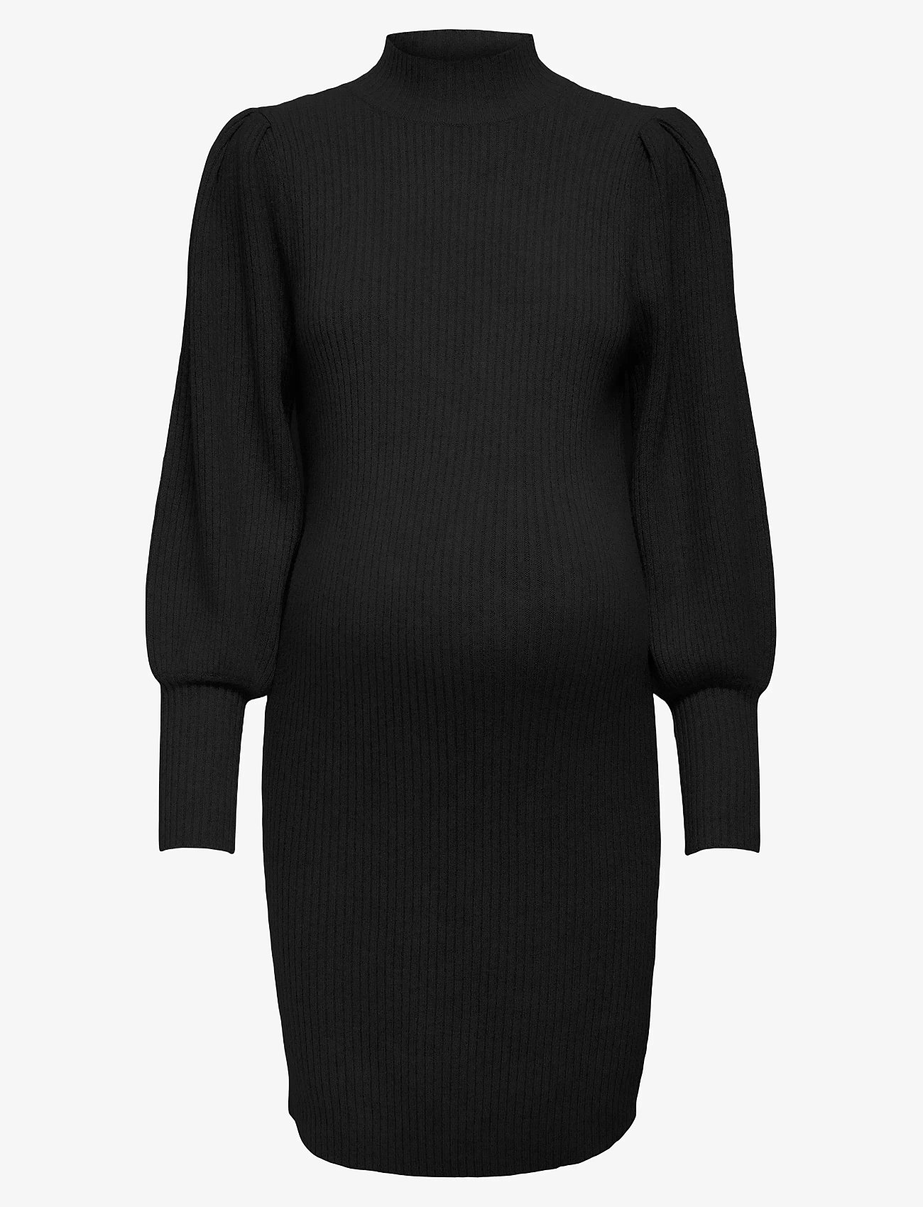 Only Maternity - OLMKATIA L/S DRESS KNT NOOS - stickade klänningar - black - 1