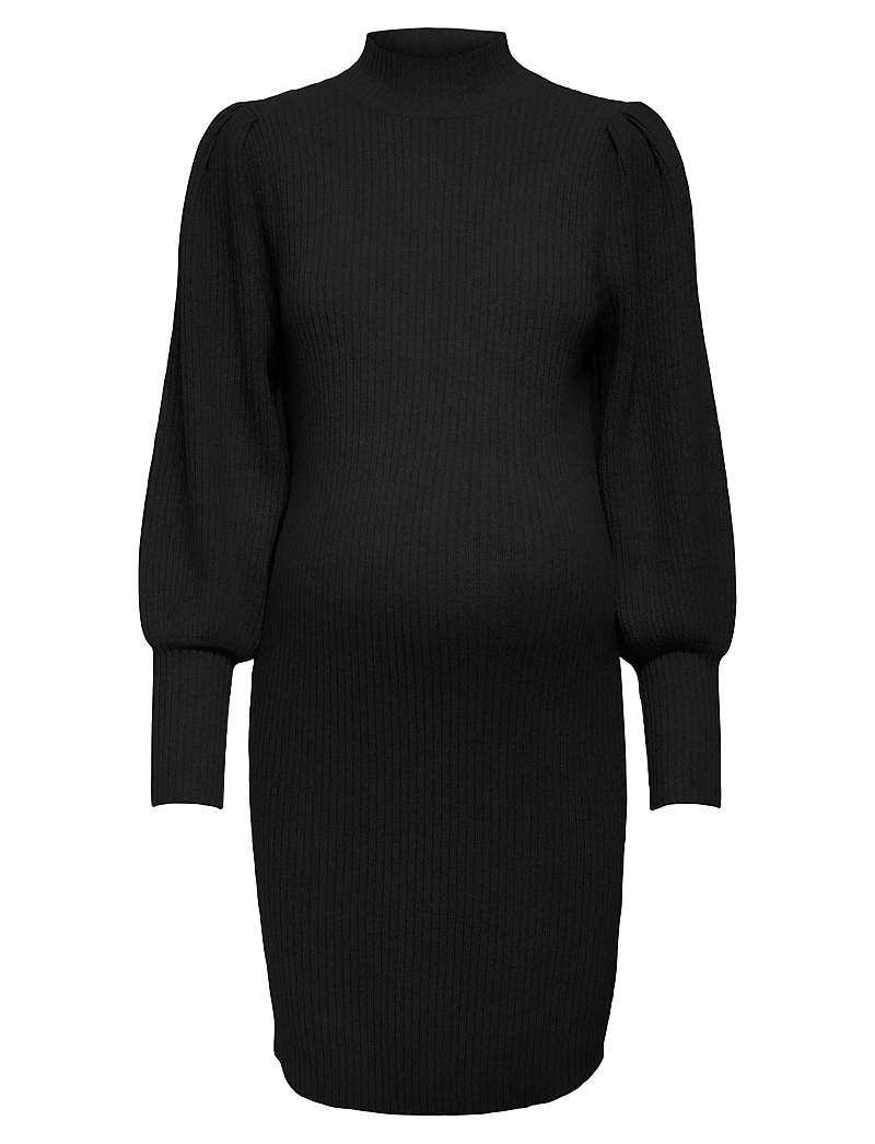 Only Maternity - OLMKATIA L/S DRESS KNT NOOS - stickade klänningar - black - 1