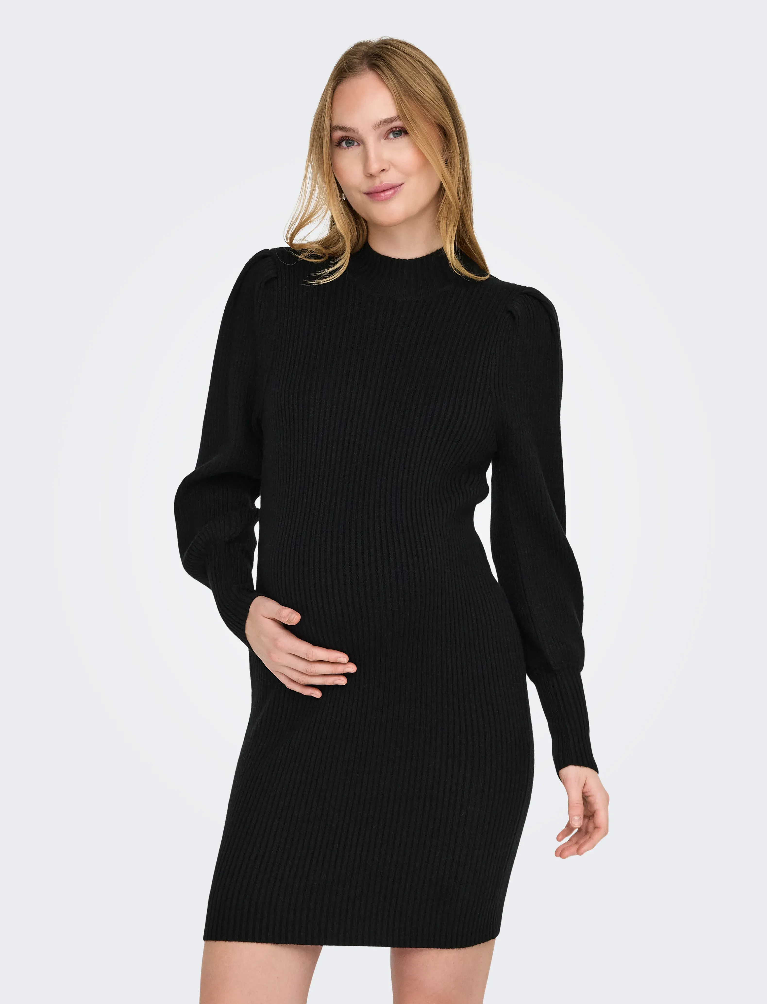 Only Maternity Olmkatia L/S Dress Knt Noos, S, Black, Kjoler > Strikkede Kjoler, Dame