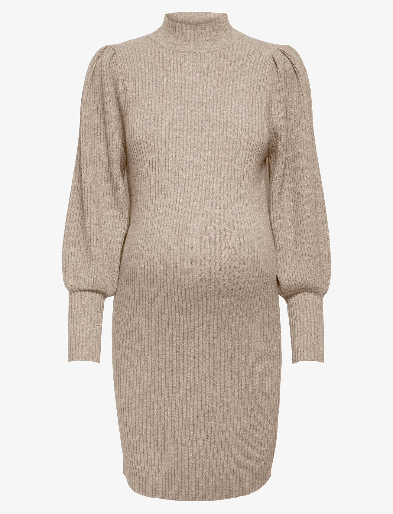 Only Maternity - OLMKATIA L/S DRESS KNT NOOS - strikkjoler - mocha meringue - 1