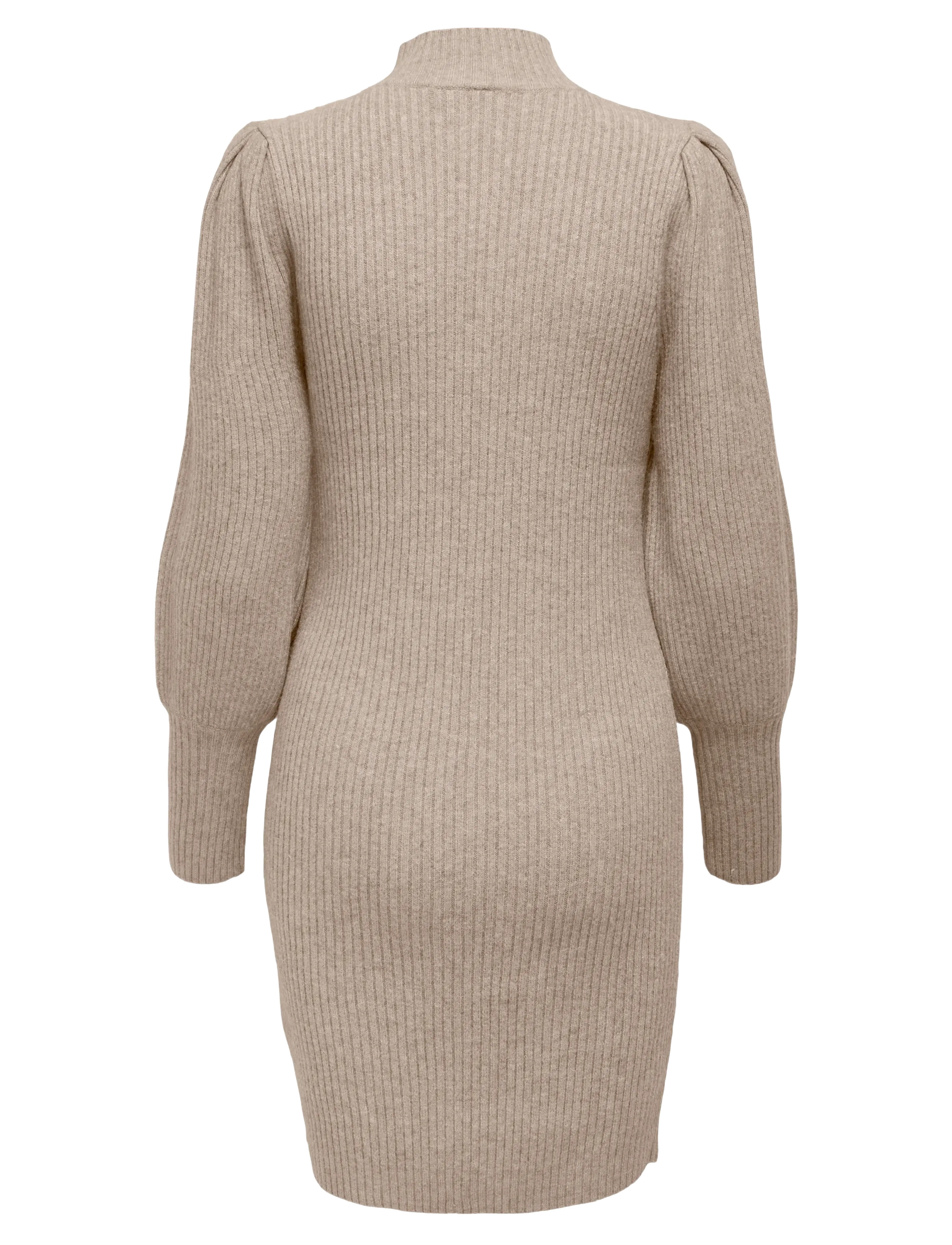 Only Maternity - OLMKATIA L/S DRESS KNT NOOS - strikkjoler - mocha meringue - 2