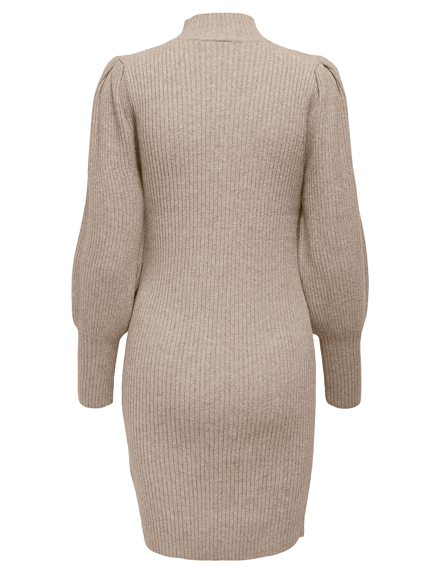 Only Maternity - OLMKATIA L/S DRESS KNT NOOS - strikkjoler - mocha meringue - 2