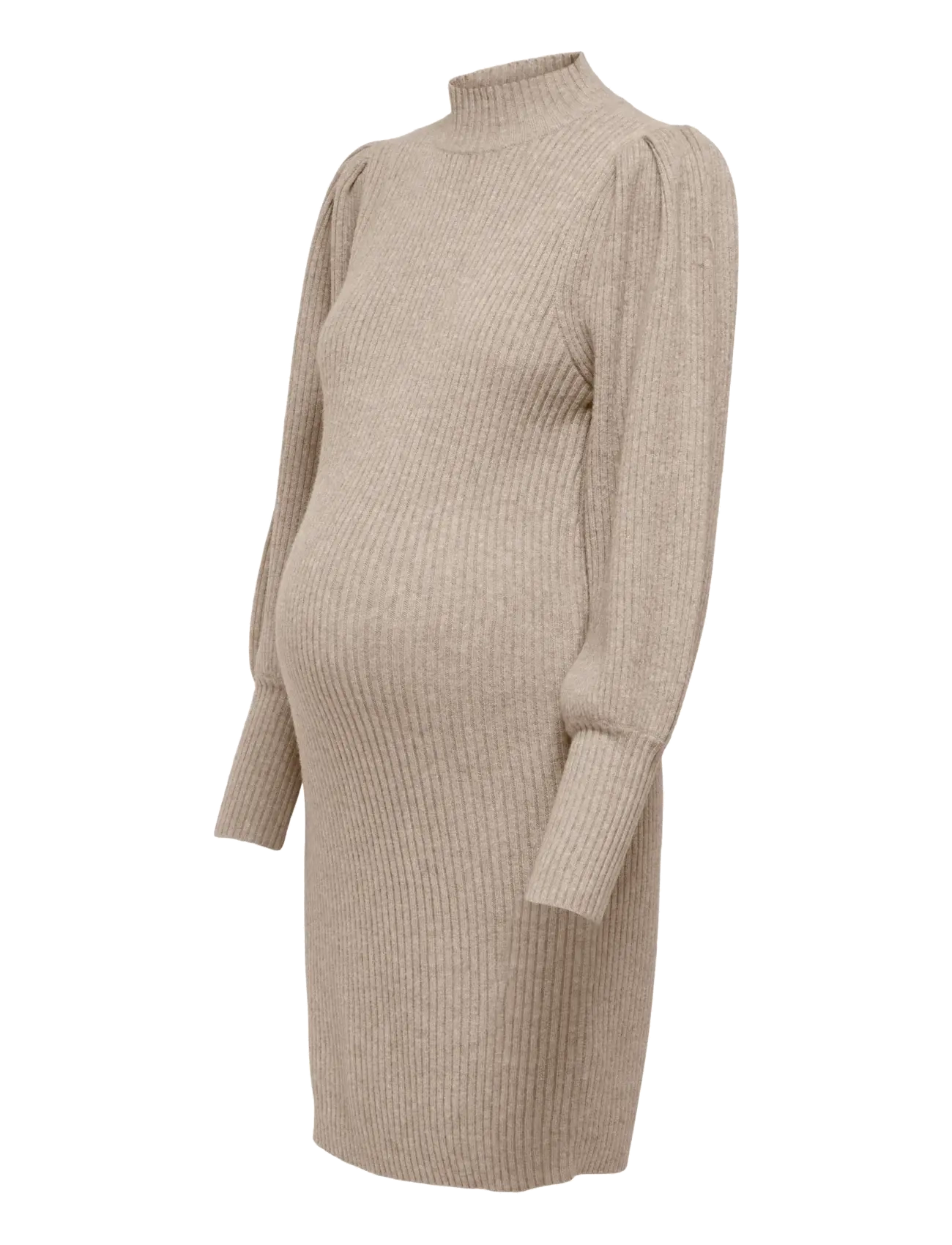 Only Maternity - OLMKATIA L/S DRESS KNT NOOS - strikkjoler - mocha meringue - 3