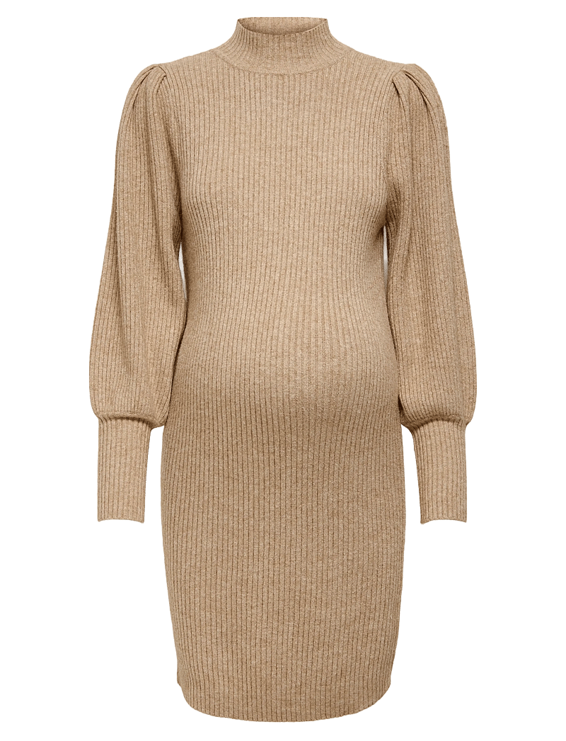 Only Maternity - OLMKATIA L/S DRESS KNT NOOS - strikkjoler - toasted coconut - 1