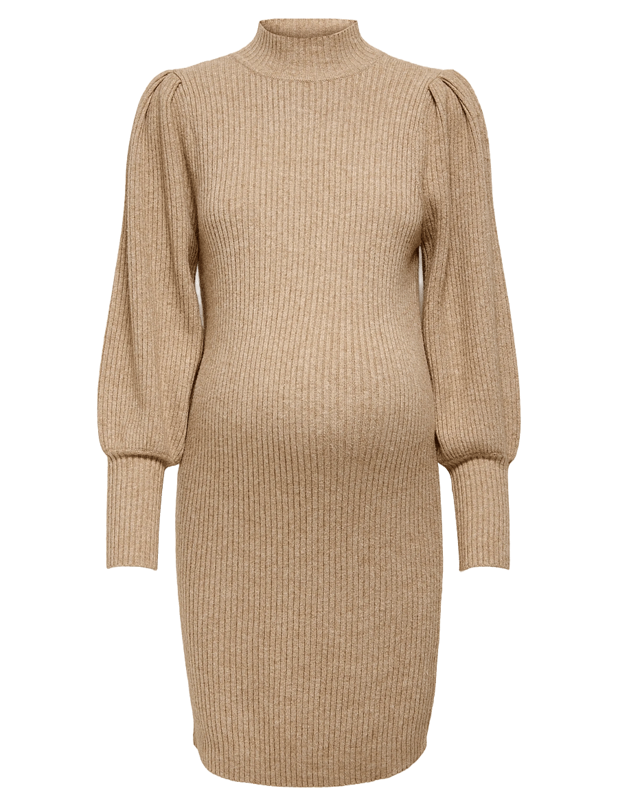 Only Maternity - OLMKATIA L/S DRESS KNT NOOS - knitted dresses - toasted coconut - 1