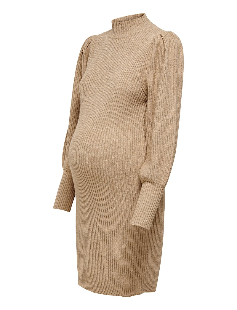 Only Maternity - OLMKATIA L/S DRESS KNT NOOS - strikkjoler - toasted coconut - 5