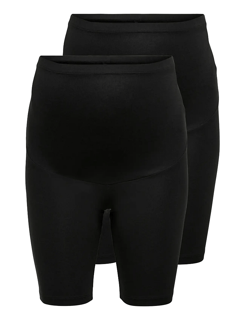 Only Maternity - OLMLOVELY SHORTS JRS MAT 2PACK NOOS - 1/2 pikkus - black - 1