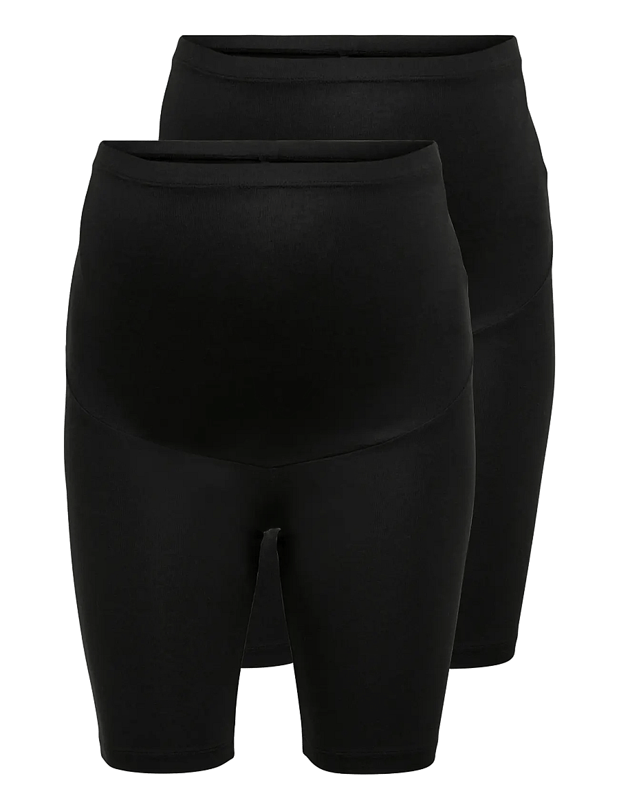 Only Maternity - OLMLOVELY SHORTS JRS MAT 2PACK NOOS - 1/2 länge - black - 1