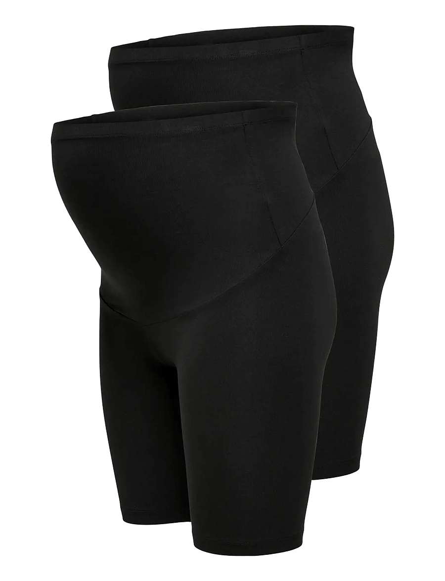 Only Maternity - OLMLOVELY SHORTS JRS MAT 2PACK NOOS - 1/2 länge - black - 3
