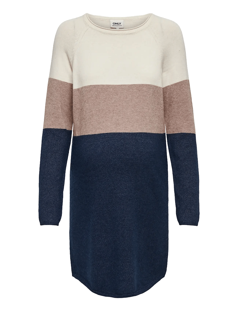 Only Maternity - OLMLILLO L/S DRESS KNT NOOS - stickade klänningar - whitecap gray - 1