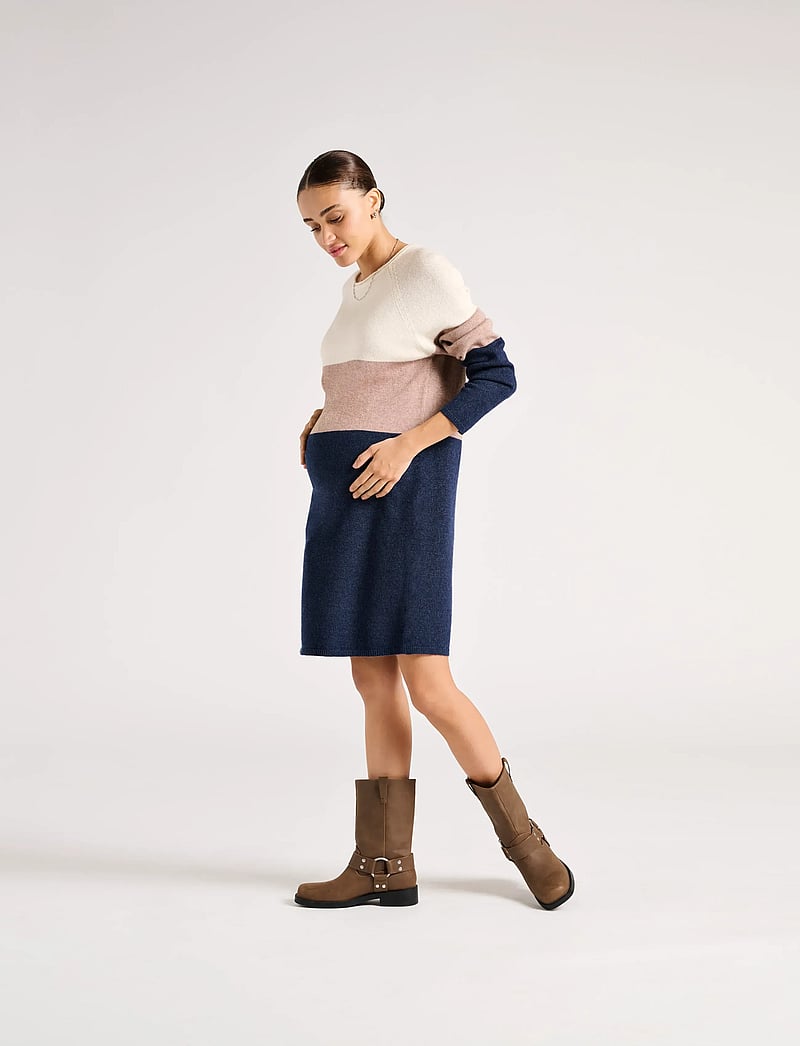 Only Maternity - OLMLILLO L/S DRESS KNT NOOS - knitted dresses - whitecap gray - 4