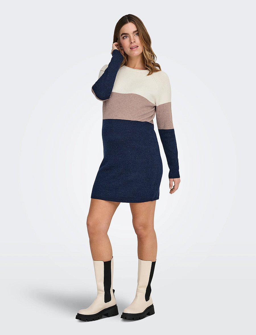 Only Maternity - OLMLILLO L/S DRESS KNT NOOS - stickade klänningar - whitecap gray - 5