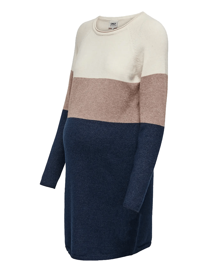 Only Maternity - OLMLILLO L/S DRESS KNT NOOS - knitted dresses - whitecap gray - 3