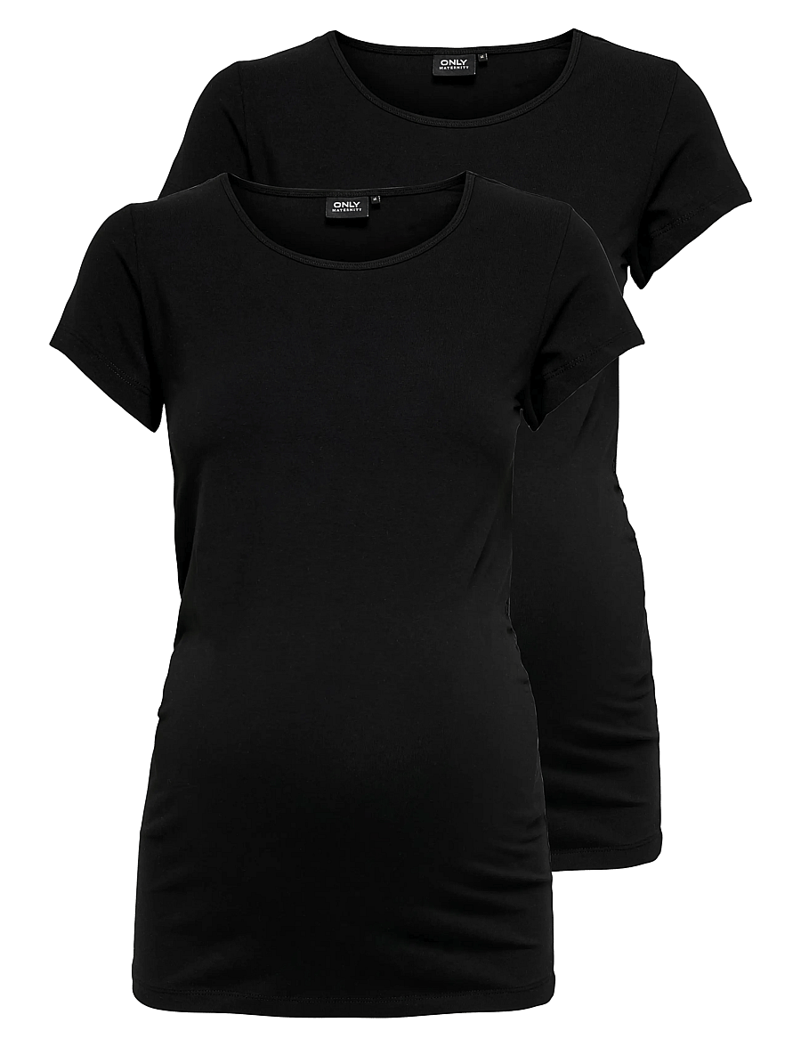 Only Maternity - OLMLOVELY S/S ONECK TOP 2PACK NOOS - overdele - black - 1