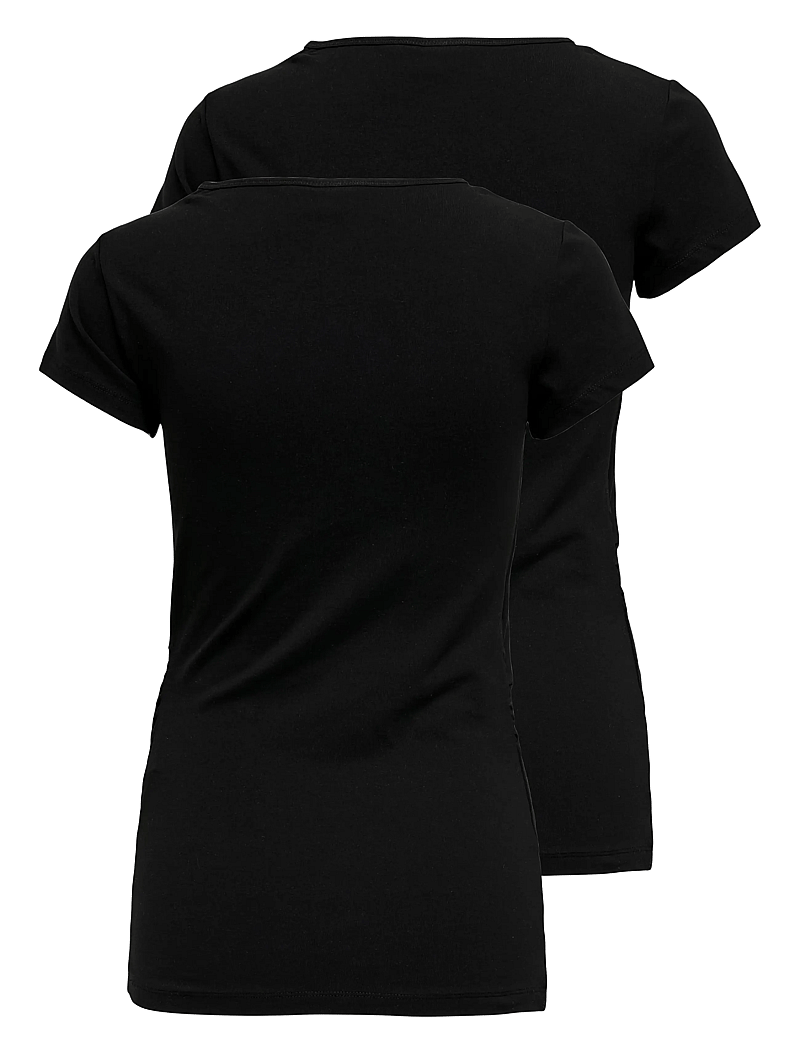 Only Maternity - OLMLOVELY LIFE S/S ONECK TOP2PACK NOOS - tops - black - 2