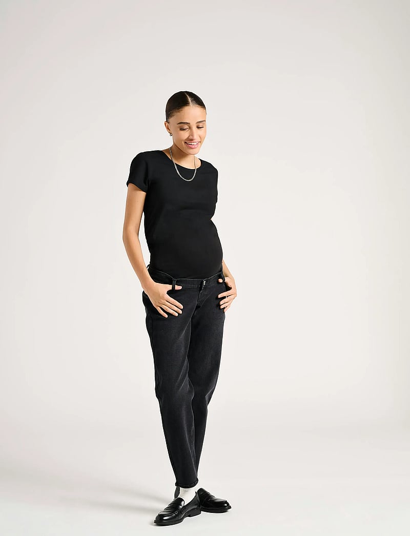 Only Maternity - OLMLOVELY LIFE S/S ONECK TOP2PACK NOOS - tops - black - 0