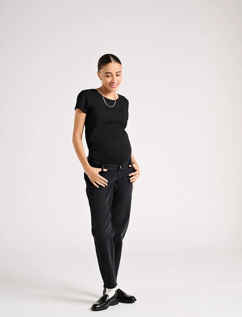 Only Maternity - OLMLOVELY LIFE S/S ONECK TOP2PACK NOOS - overdeler - black - 0