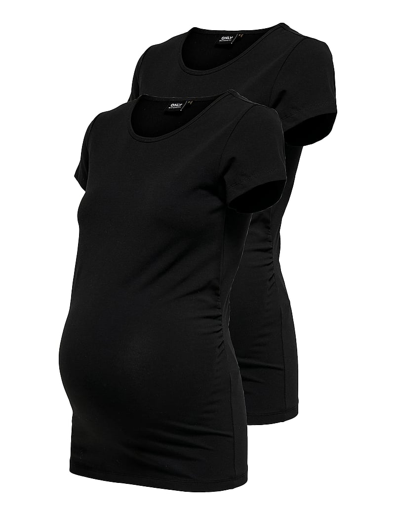 Only Maternity - OLMLOVELY LIFE S/S ONECK TOP2PACK NOOS - tops - black - 4