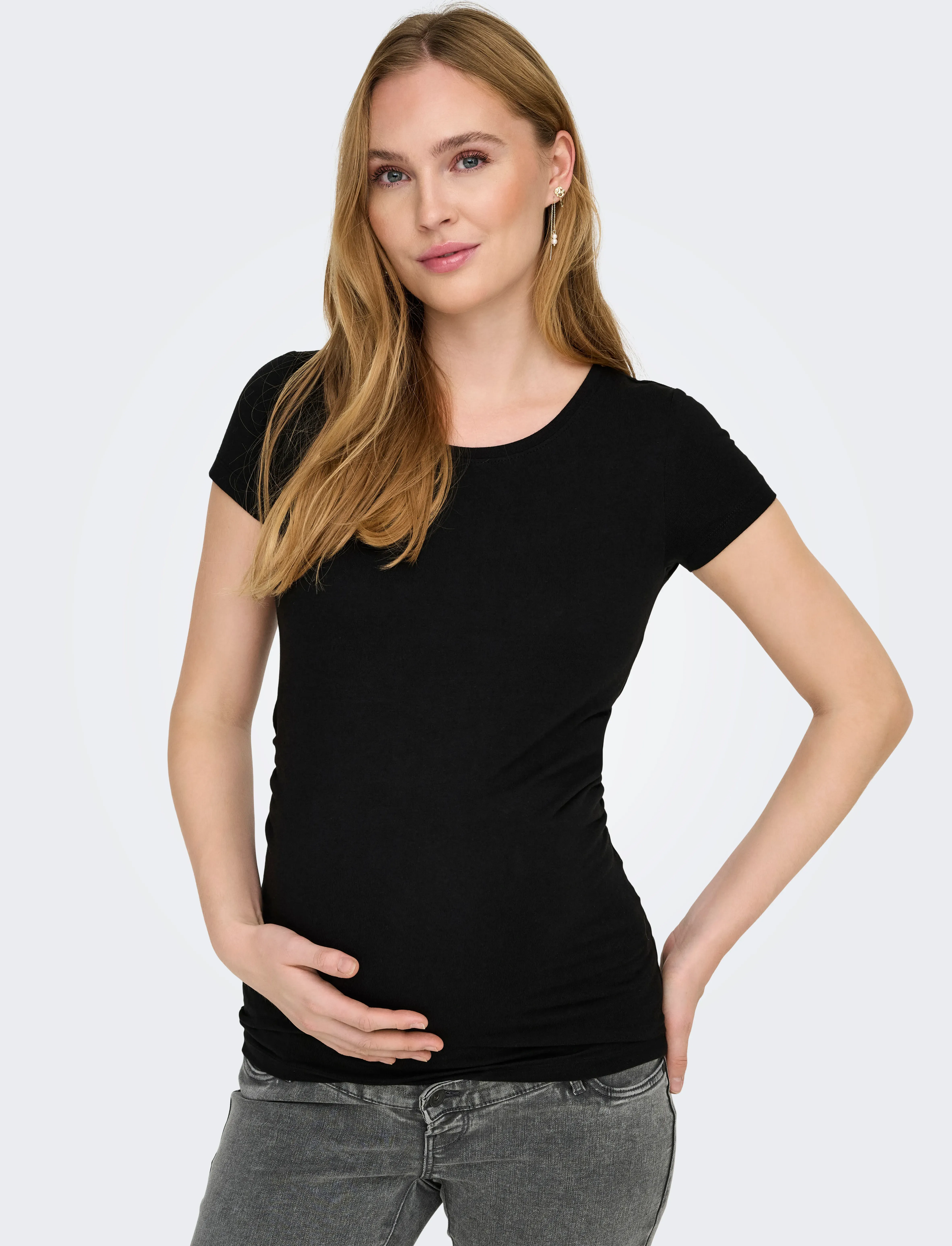 Only Maternity - OLMLOVELY S/S ONECK TOP 2PACK NOOS - overdele - black - 5
