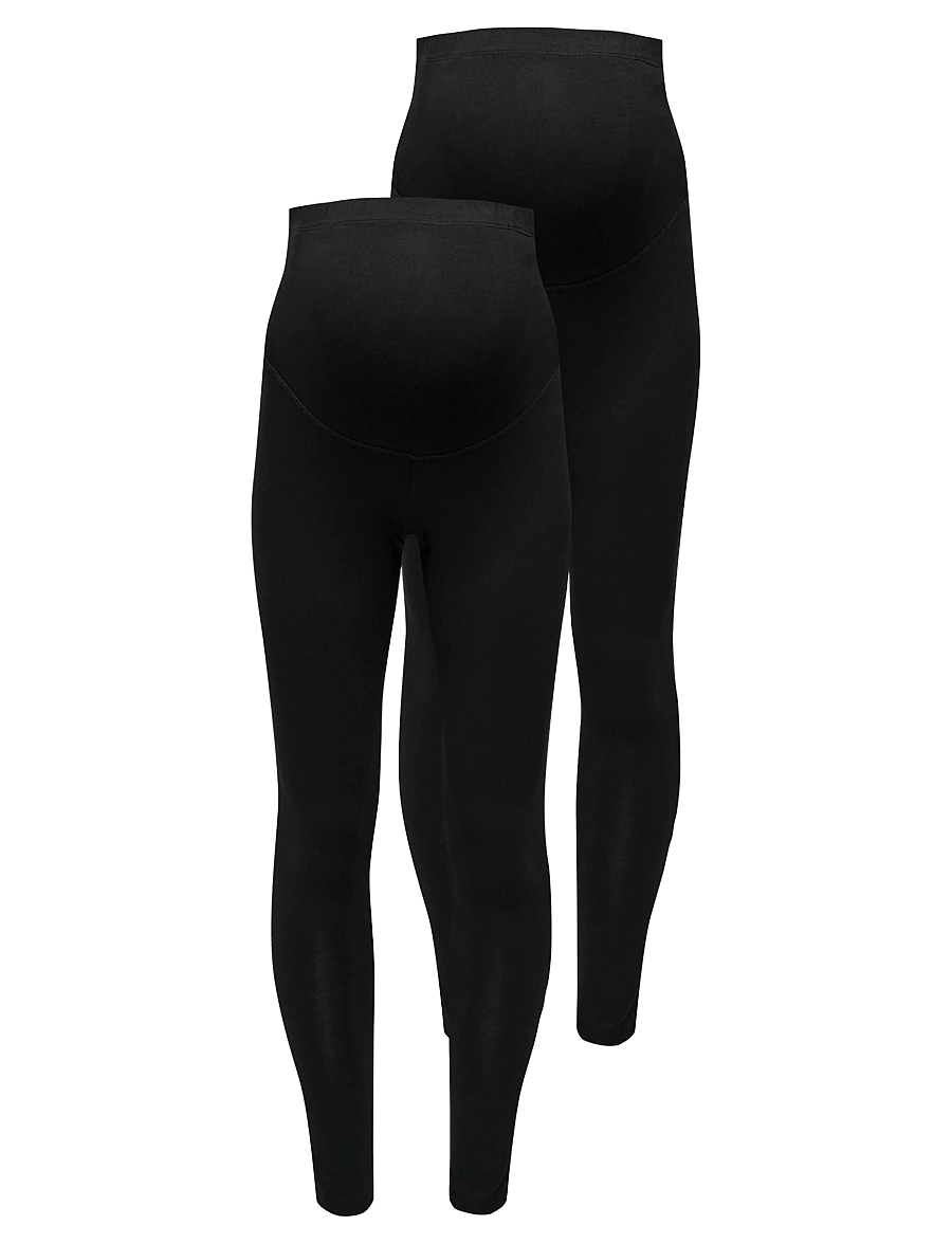 Only Maternity - OLMLOVELY NEW LEGGING 2PCK JRS NOOS - leggings - black - 1