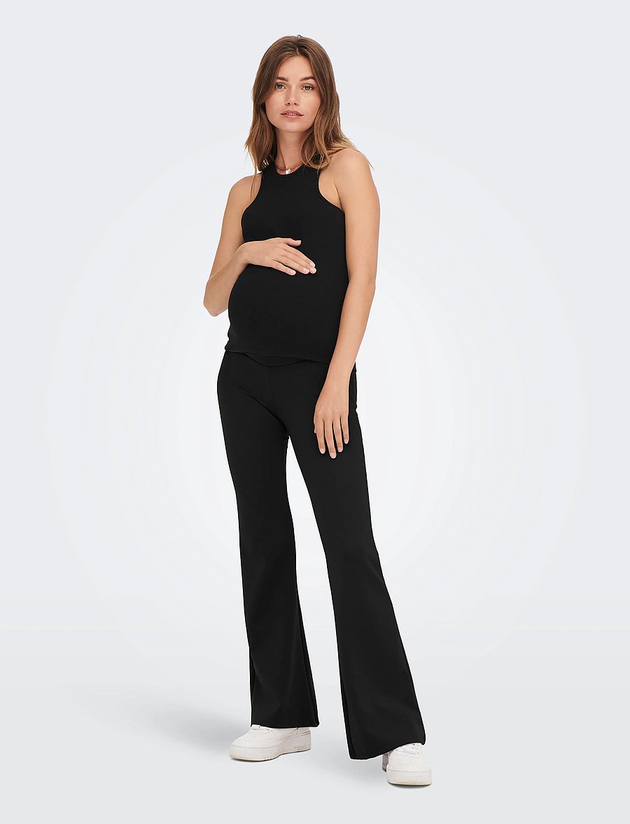 Only Maternity - OLMFEVER STRETCH FLAIRED PANTS JRS NOOS - underdele - black - 5