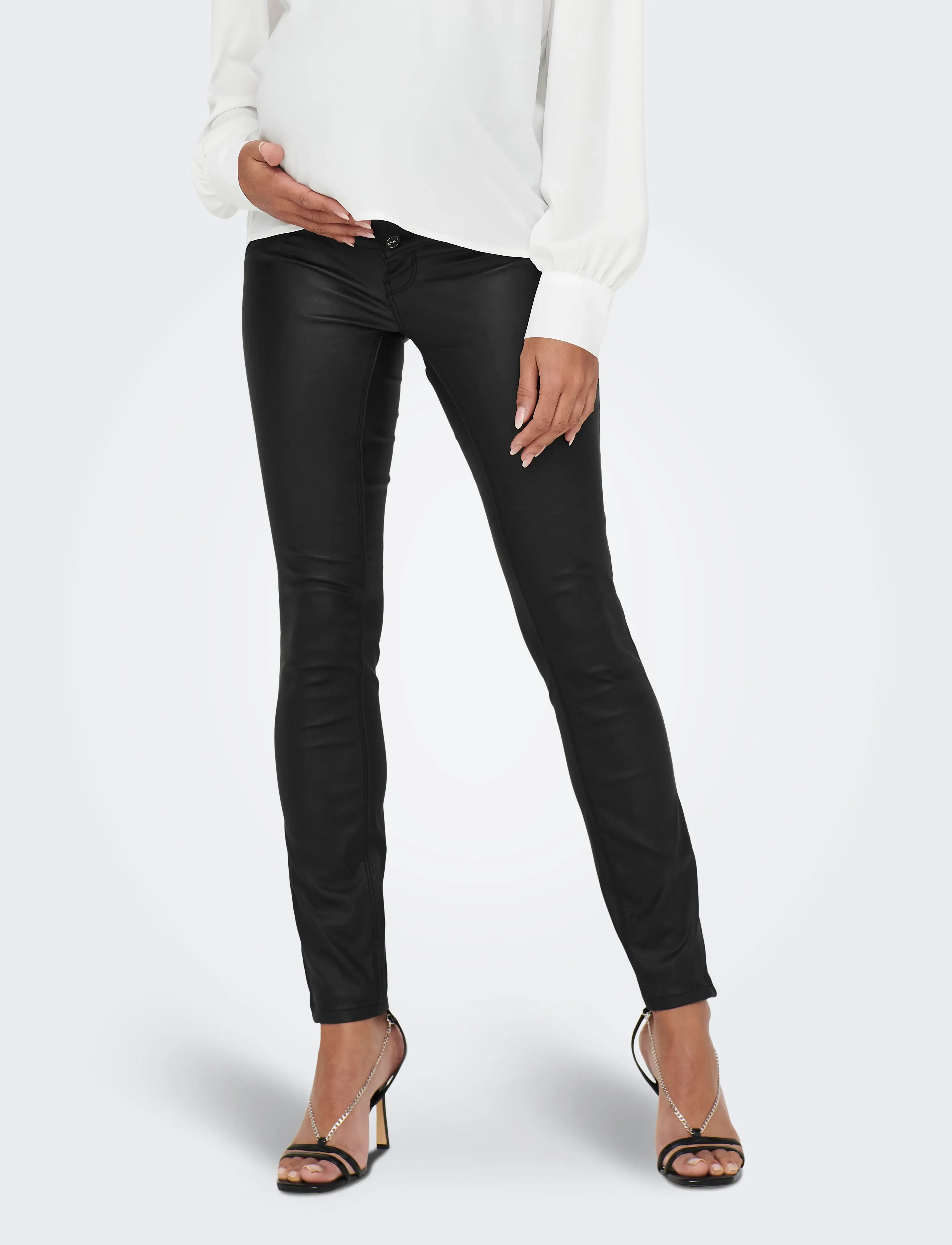 Only Maternity Olmkendell Reg Sk Ank Coated Dnm Noos, S x 32, Jeans, Schwarz - Skinny, Frauen