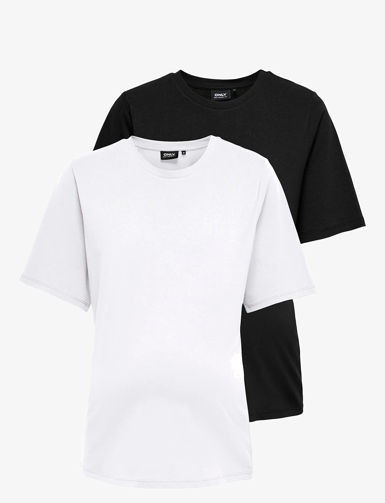 Only Maternity - OLMONLY S/S 2-PACK TOP JRS NOOS - t-shirts - black - 1