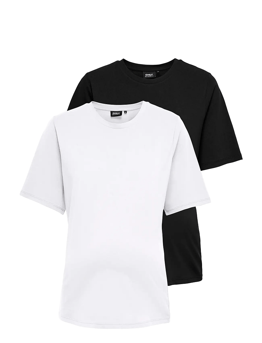 Only Maternity - OLMONLY S/S 2-PACK TOP JRS NOOS - t-shirts - black - 1