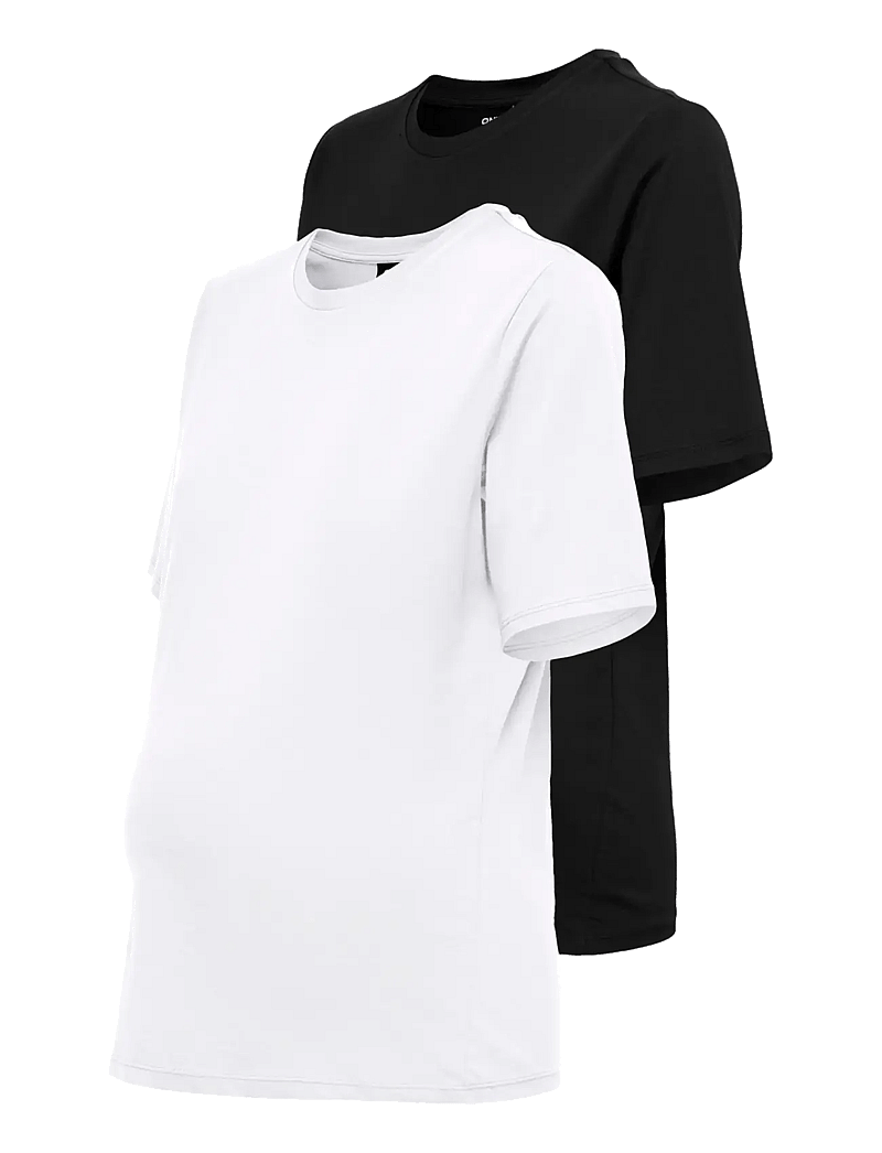 Only Maternity - OLMONLY S/S 2-PACK TOP JRS NOOS - t-shirts - black - 3