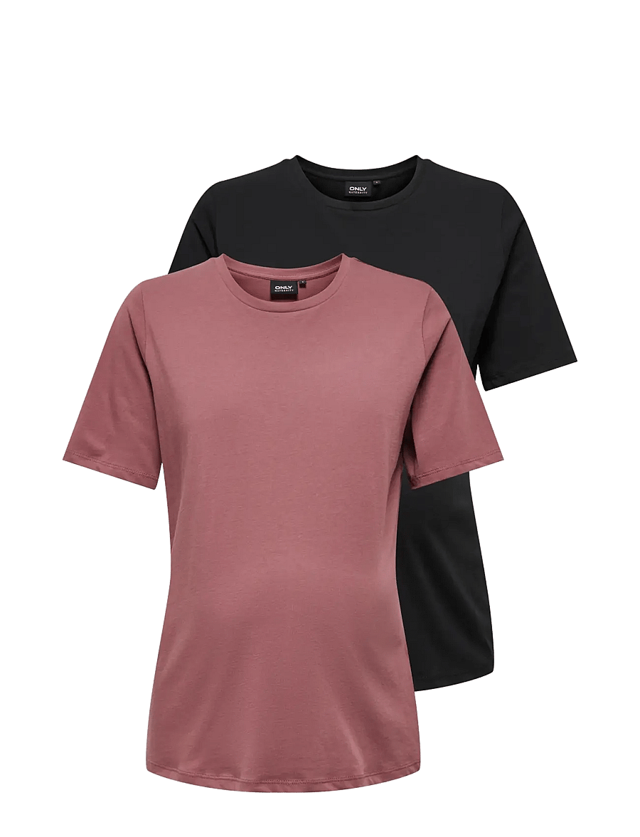 Only Maternity - OLMONLY S/S 2-PACK TOP JRS NOOS - t-shirts - rose brown - 0
