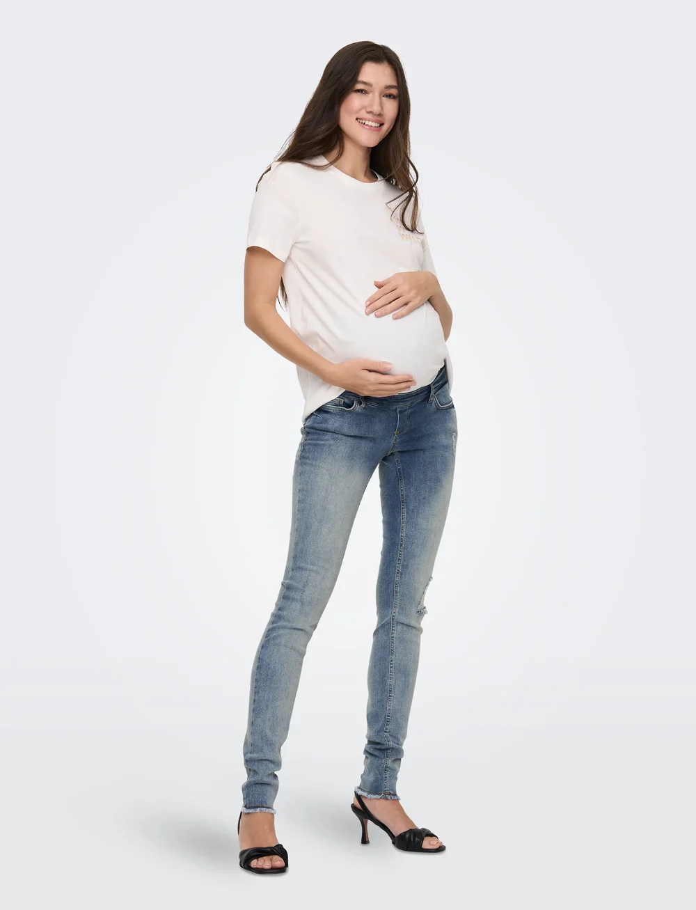 Only Maternity - OLMBLUSH MID SK ANK RW DNM NOOS - bottoms - medium blue denim - 5