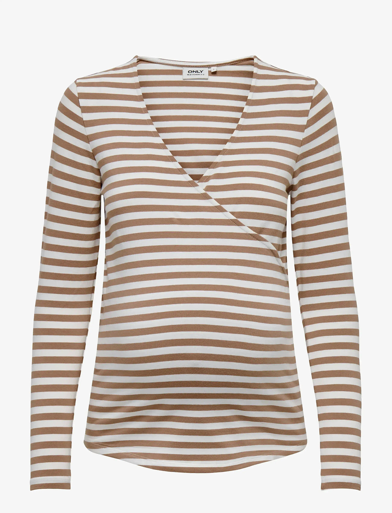Only Maternity - OLMJOY L/S WRAP STRIPES TOP JRS NOOS - langärmlige tops - beaver fur - 1