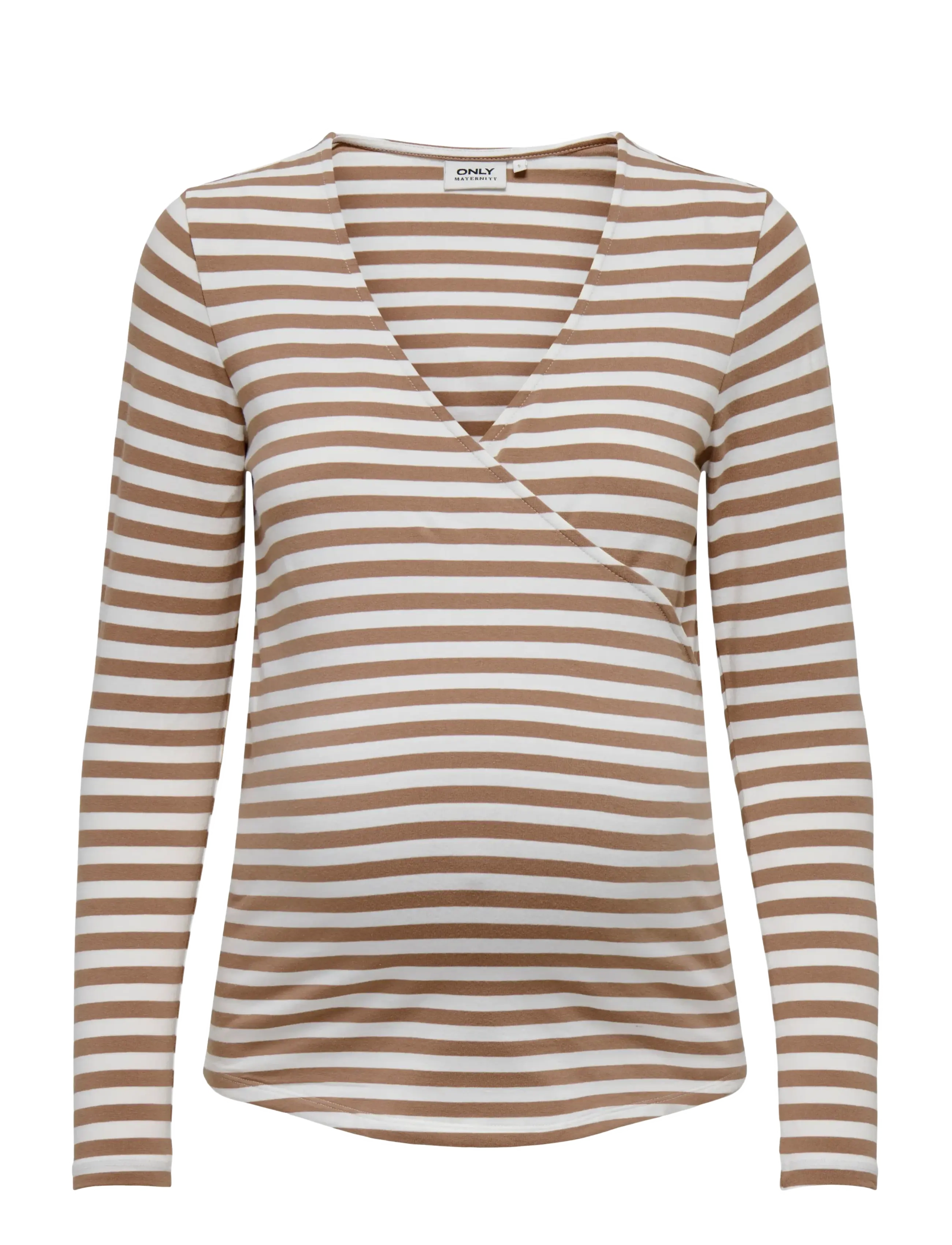 Only Maternity OLMJOY L/S WRAP STRIPES TOP JRS NOOS - Transitional Layering - BEAVER FUR / beige