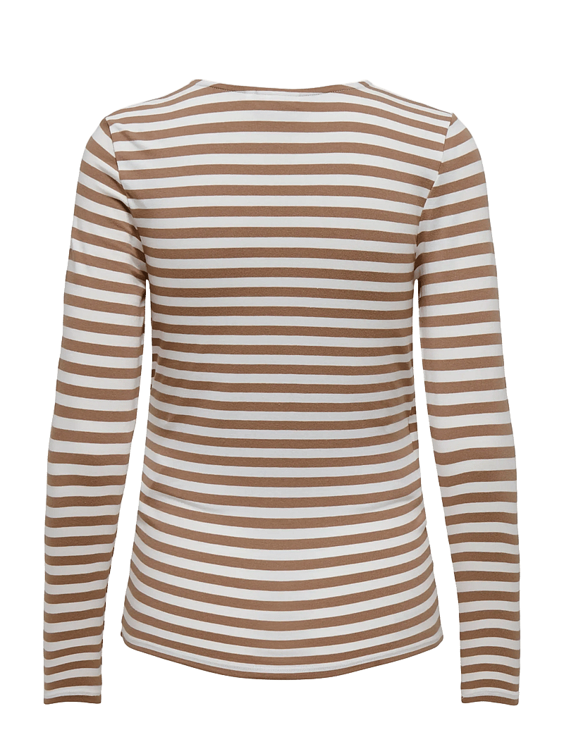 Only Maternity - OLMJOY L/S WRAP STRIPES TOP JRS NOOS - langärmlige tops - beaver fur - 2