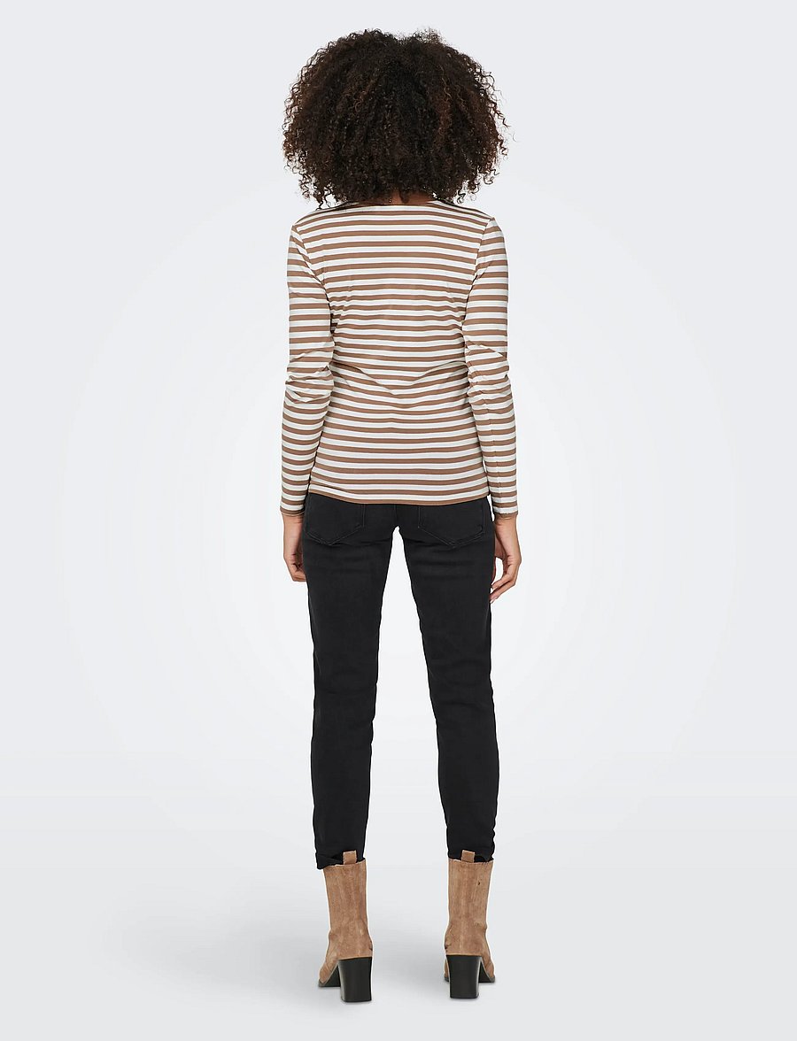 Only Maternity - OLMJOY L/S WRAP STRIPES TOP JRS NOOS - langärmlige tops - beaver fur - 3