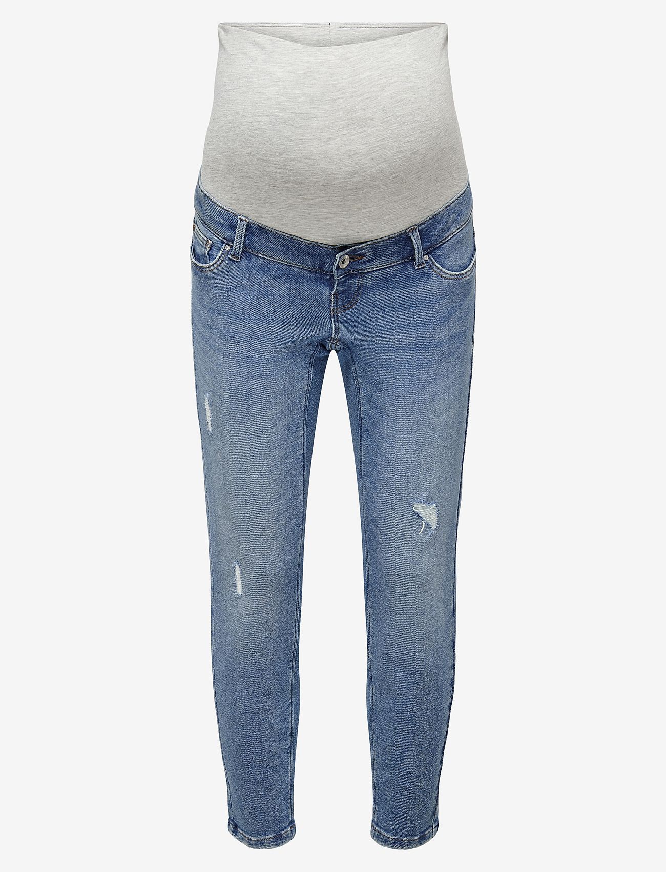 Only Maternity - OLMCATWALK HW MOM AK DES DNM PIM040 NOOS - sirge säärega teksad - light blue denim - 1