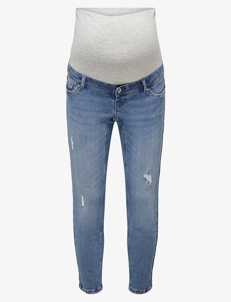 Only Maternity - OLMCATWALK HW MOM AK DES DNM PIM040 NOOS - sirge säärega teksad - light blue denim - 1