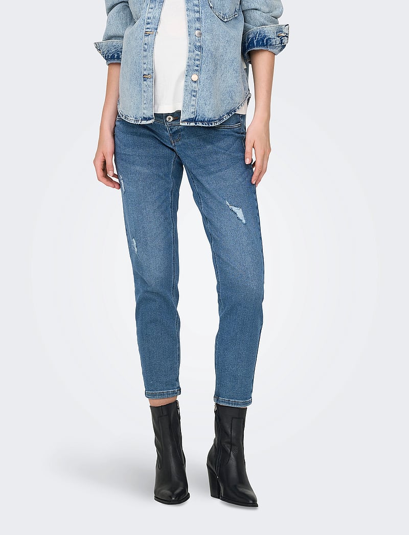 Only Maternity - OLMCATWALK HW MOM AK DES DNM PIM040 NOOS - sirge säärega teksad - light blue denim - 0