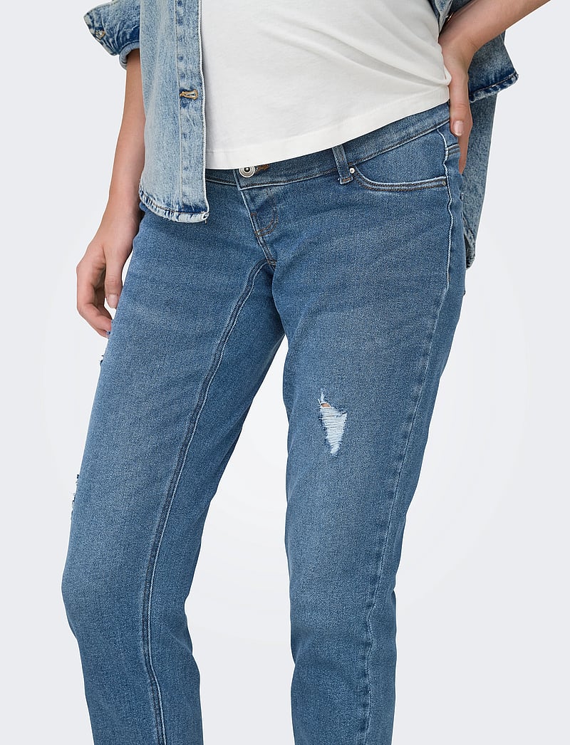 Only Maternity - OLMCATWALK HW MOM AK DES DNM PIM040 NOOS - sirge säärega teksad - light blue denim - 5