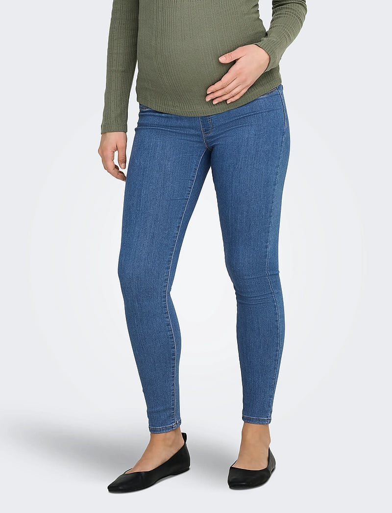 Only Maternity - OLMRAIN LIFE REG SK LEGGING MBD DNM NOOS - püksid - medium blue denim - 0
