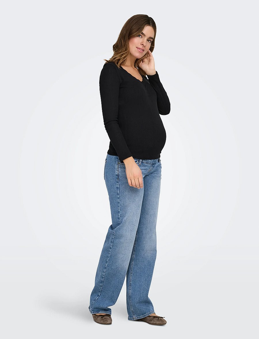 Only Maternity - OLMJUICY HW WIDE LEG REA365 NOOS - medium blue denim - 5