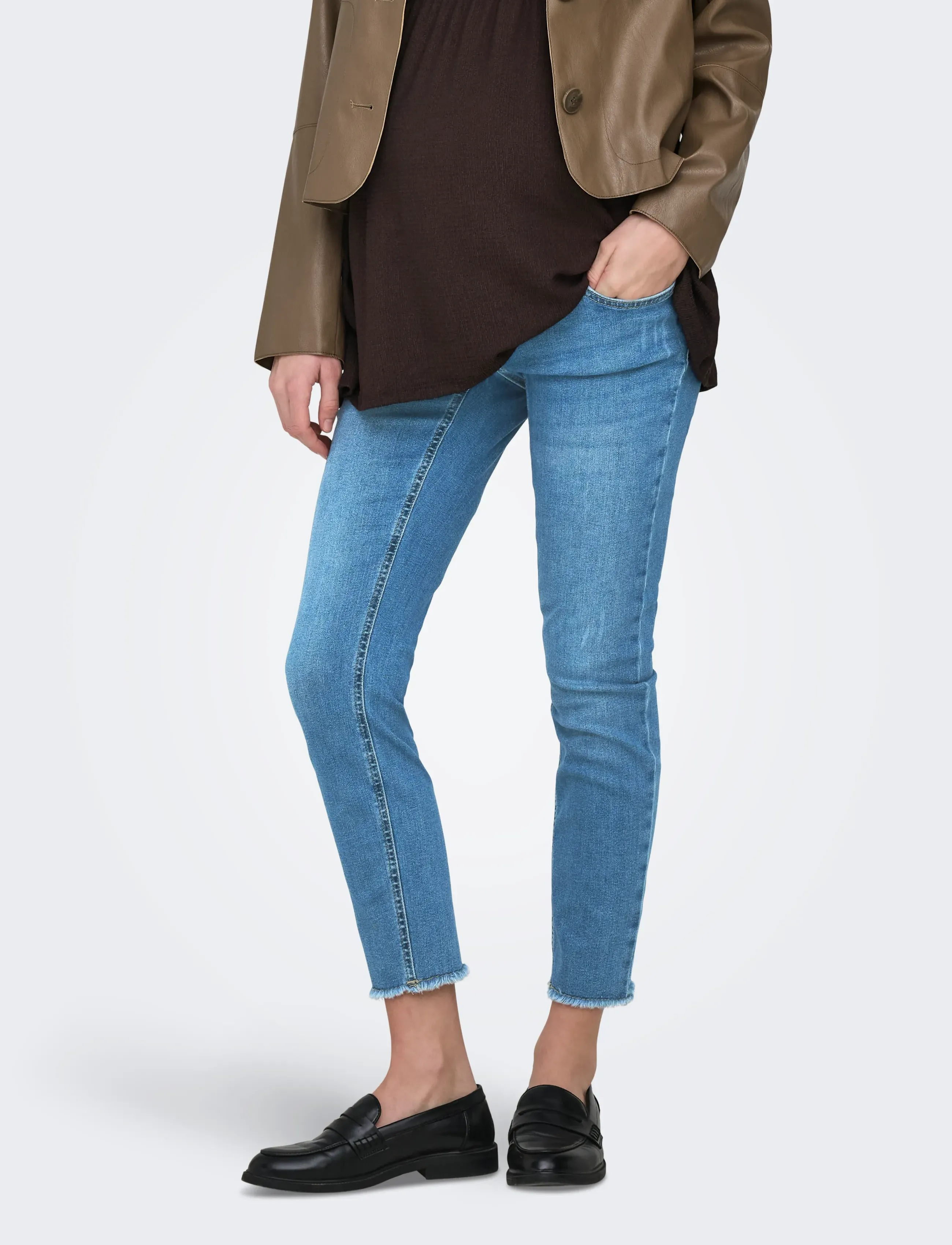 Only Maternity Olmblush Mid Sk Ank Rw Dnm Reabox Noos, L x 32, Jeans, Blau - Skinny, Frauen